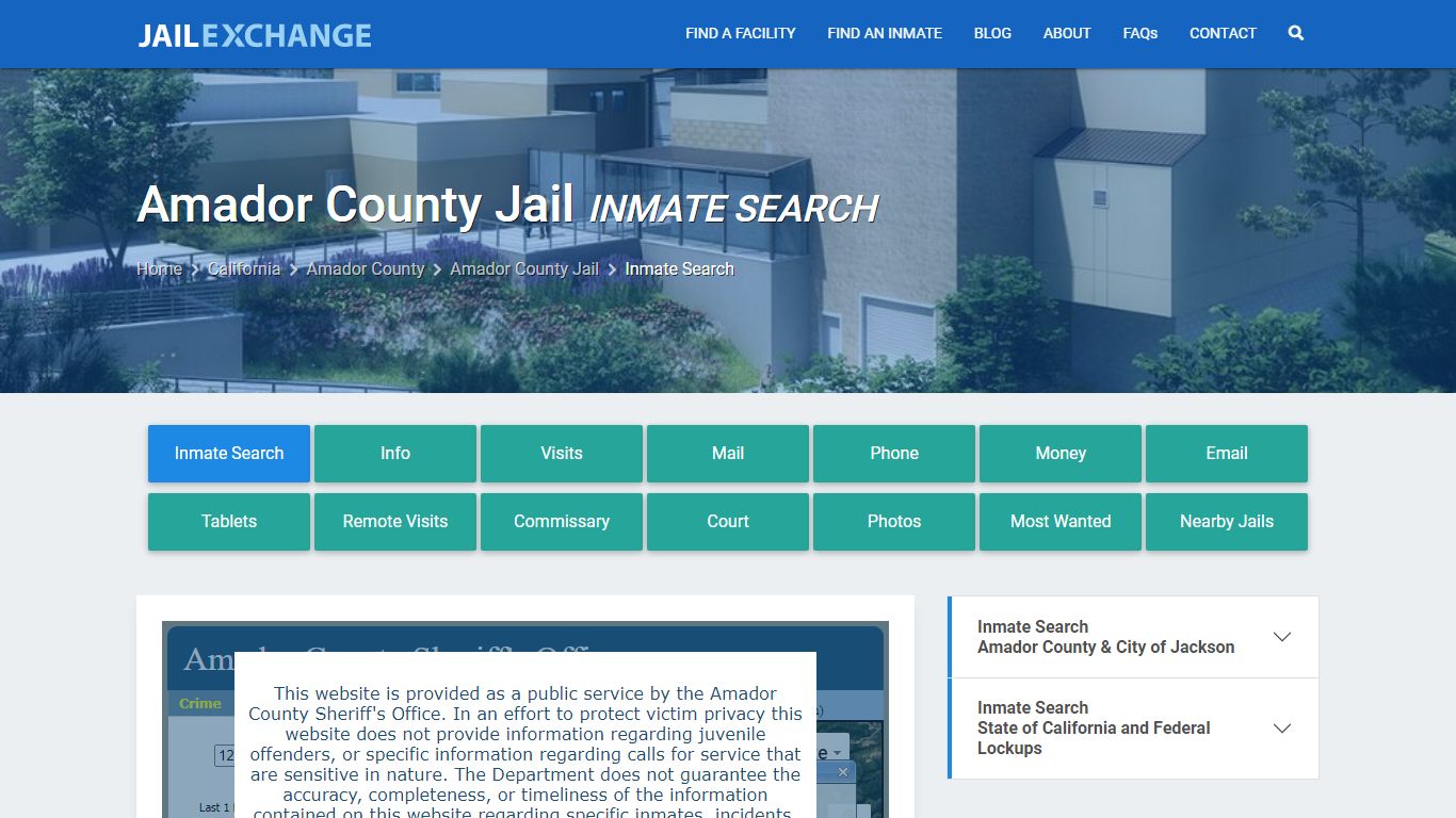 Inmate Search: Roster & Mugshots - Amador County Jail, CA - Jail Exchange